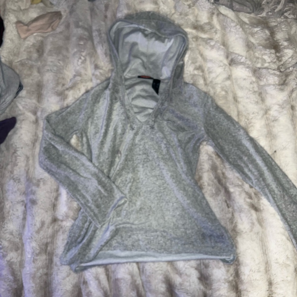 DKNY Light Gray Embellished Hoodie